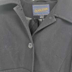 Vintage Pendleton Women Overcoat Trench Button Jacket Black Size 10